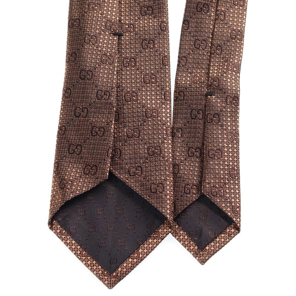 GUCCI(グッチ) GGパターン シルクジャカード ネクタイ ブラウン 790227