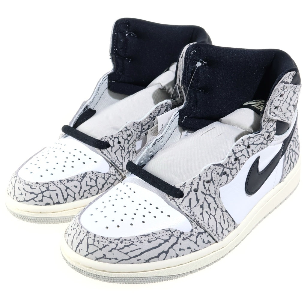 NIKE(ナイキ) AIR JORDAN 1 RETRO HIGH OG WHITE CEMENT ELEPHANT エアジョーダン1 ホワイトセメント ハイカットスニーカー レディース ホワイト/グレー US6.5/24.5cm DZ5485-052