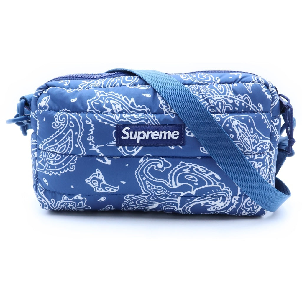 SUPREME(シュプリーム) 22AW Puffer Side Bag Paisley ペイズリー パファー サイド ショルダーポーチ ブルー レディース