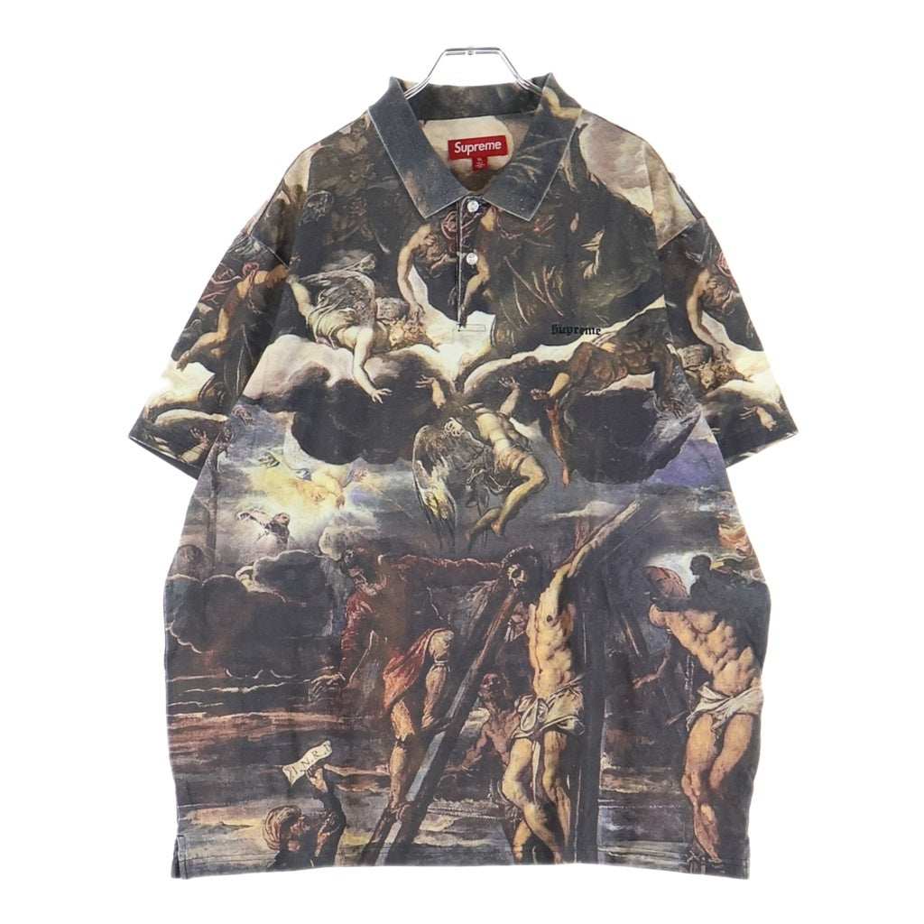 SUPREME(シュプリーム) 26AW Crucifixion Polo クルシフィクション 磔刑 総柄 半袖ポロシャツ ブラック