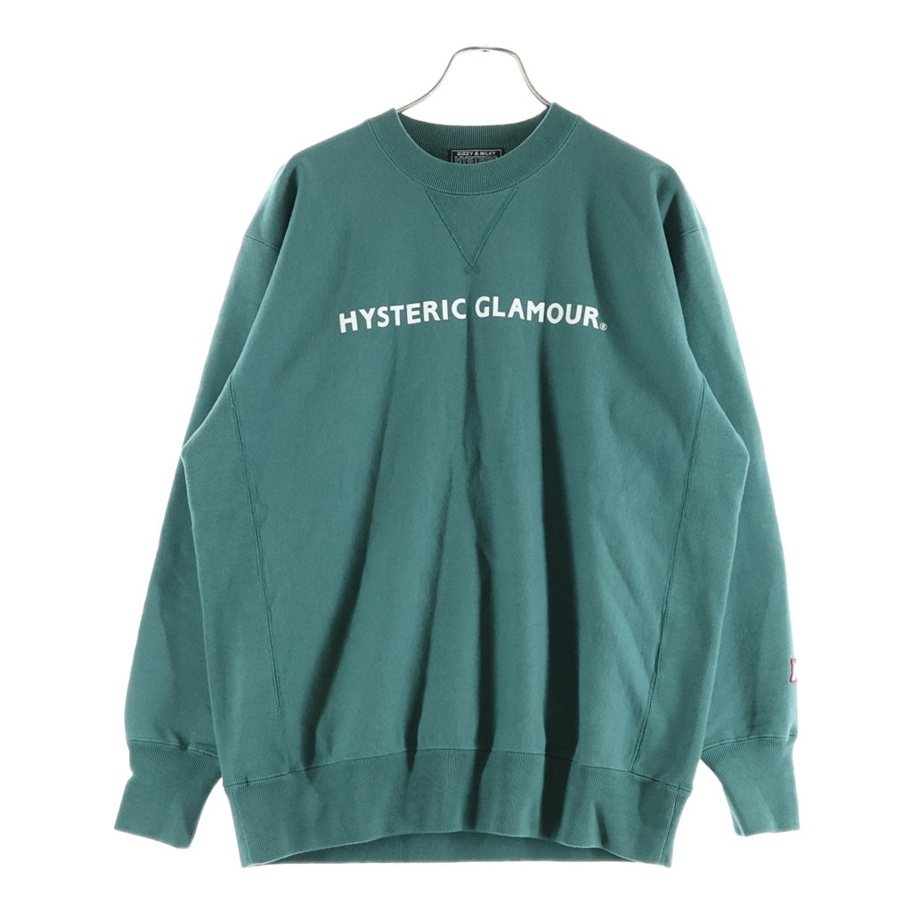 HYSTERIC GLAMOUR(ヒステリックグラマー) HYS LOGO ヒスロゴプリント クルーネックスウェットシャツ トレーナー グリーン 02263CS01