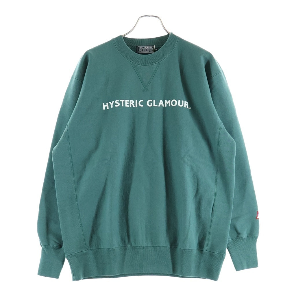 HYSTERIC GLAMOUR(ヒステリックグラマー) HYS LOGO ヒスロゴプリント クルーネックスウェットシャツ トレーナー グリーン 02263CS01