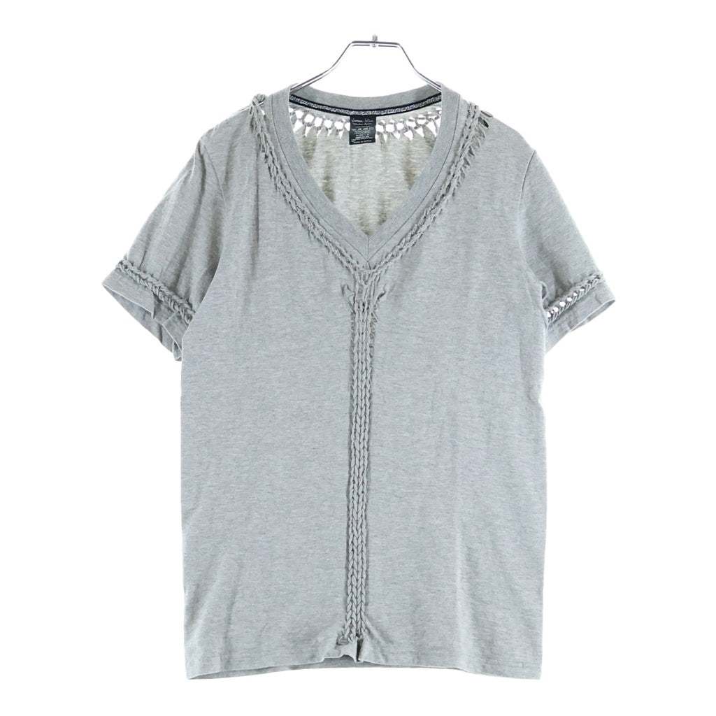 NUMBER (N)INE(ナンバーナイン) 07SS ABOUT A BOY期 編み込み Vネック半袖Tシャツ カットソー グレー
