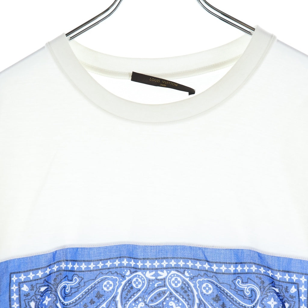 LOUIS VUITTON(ルイヴィトン) 14SS LVモノグラム フロントバンダナTシャツ 半袖クルーネックカットソー ホワイト/ブルー RM141 H5JR71 JEZ
