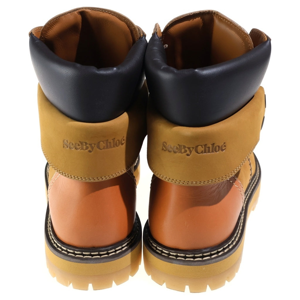 SEE BY CHLOE(シーバイクロエ) EILEEN FLAT BOOT アイリーン フラット トレッキング ワークブーツ レディース ブラウン SB31120B