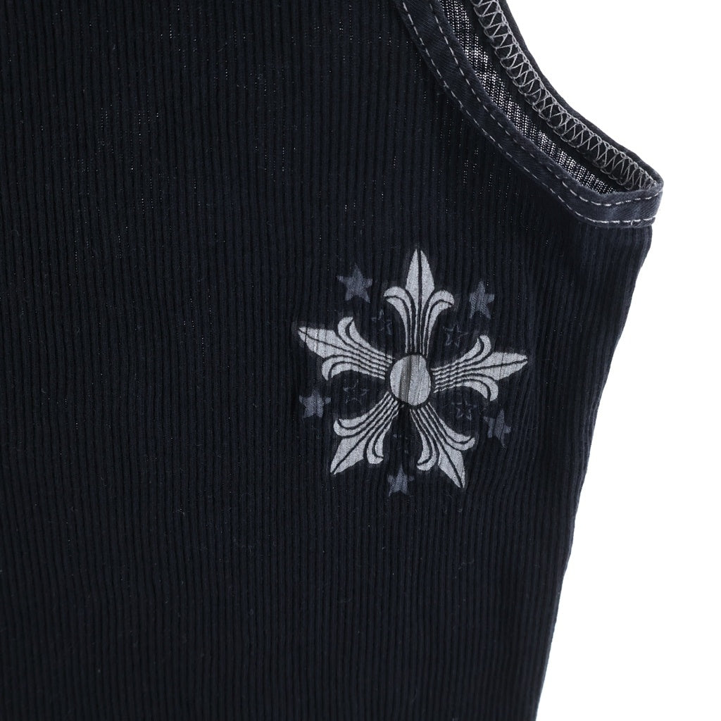 CHROME HEARTS(クロムハーツ) OLD RIB TANK TOP オールド ラージスタープリント リブタンクトップ ノースリーブカットソー ブラック