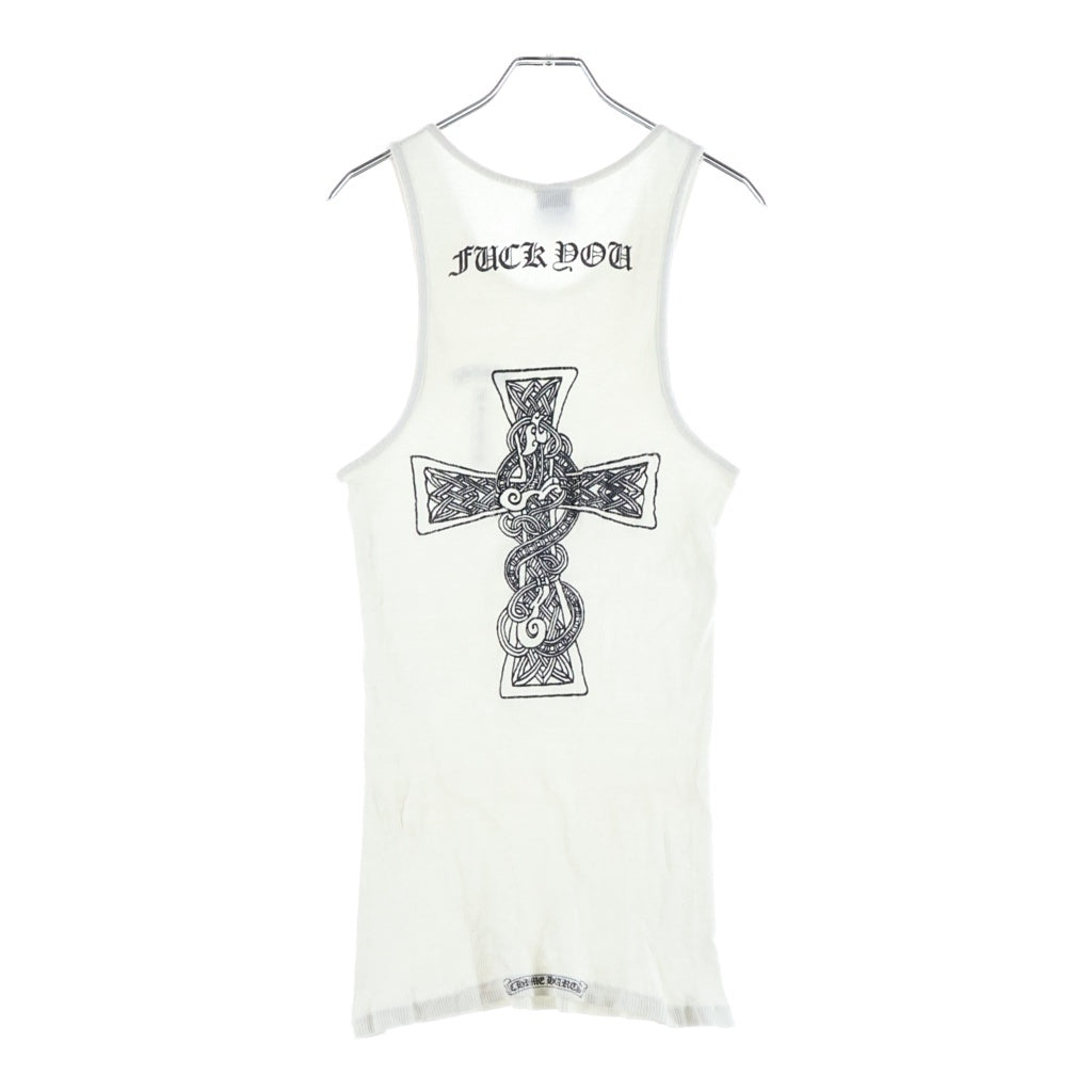 CHROME HEARTS(クロムハーツ) OLD RIB TANK TOP オールド ケルティッククロス Tバー リブタンクトップ ノースリーブカットソー ホワイト