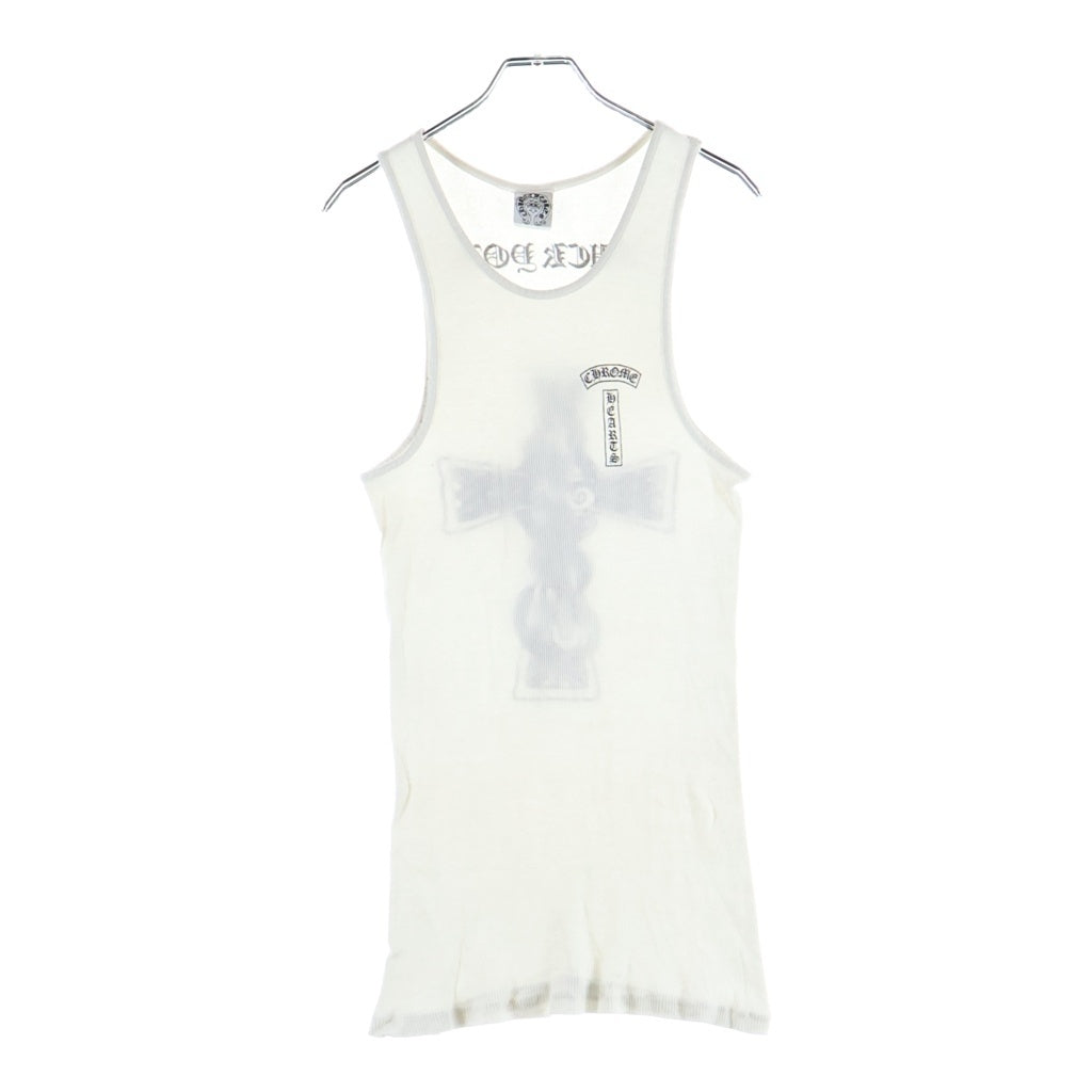 CHROME HEARTS(クロムハーツ) OLD RIB TANK TOP オールド ケルティッククロス Tバー リブタンクトップ ノースリーブカットソー ホワイト