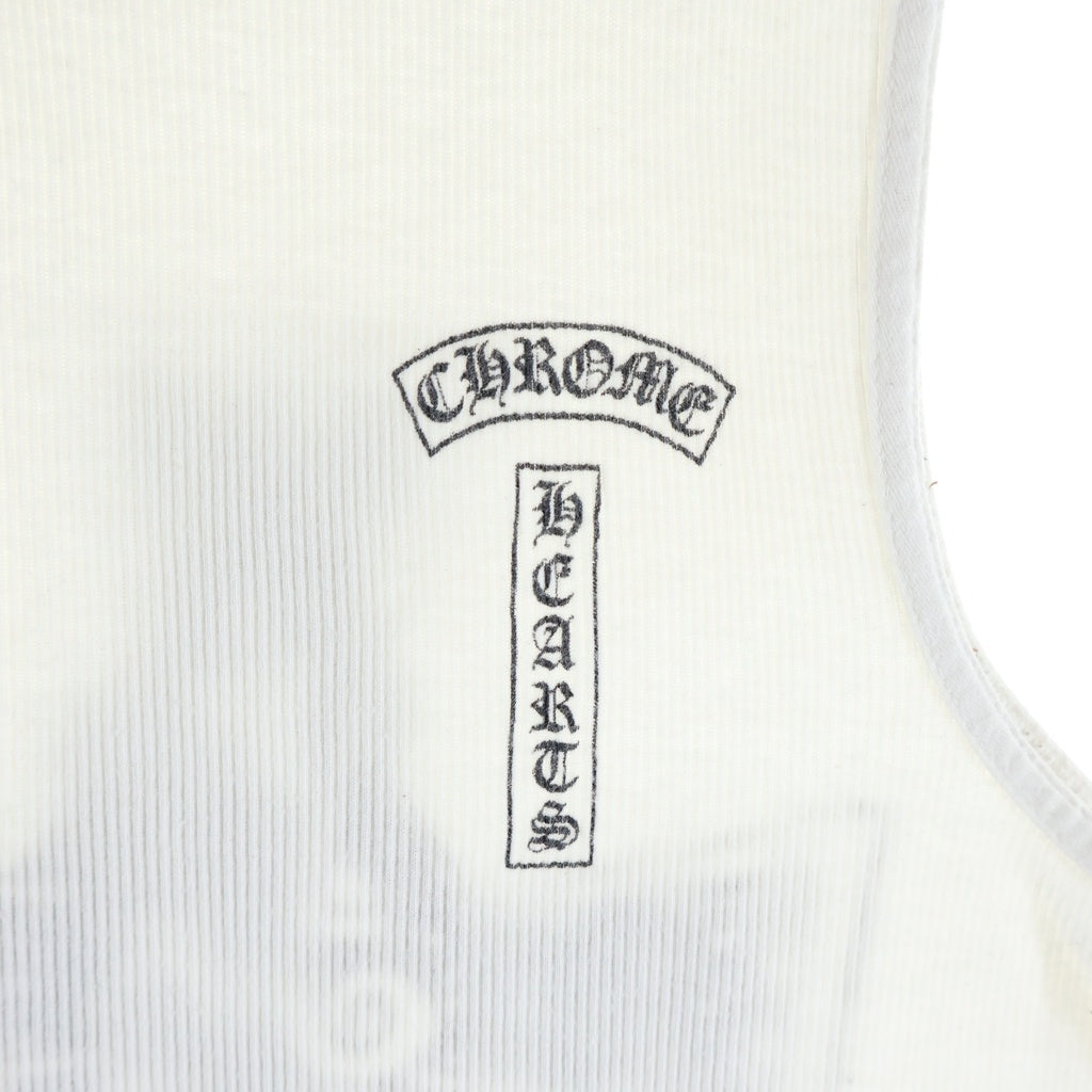 CHROME HEARTS(クロムハーツ) OLD RIB TANK TOP オールド ケルティッククロス Tバー リブタンクトップ ノースリーブカットソー ホワイト