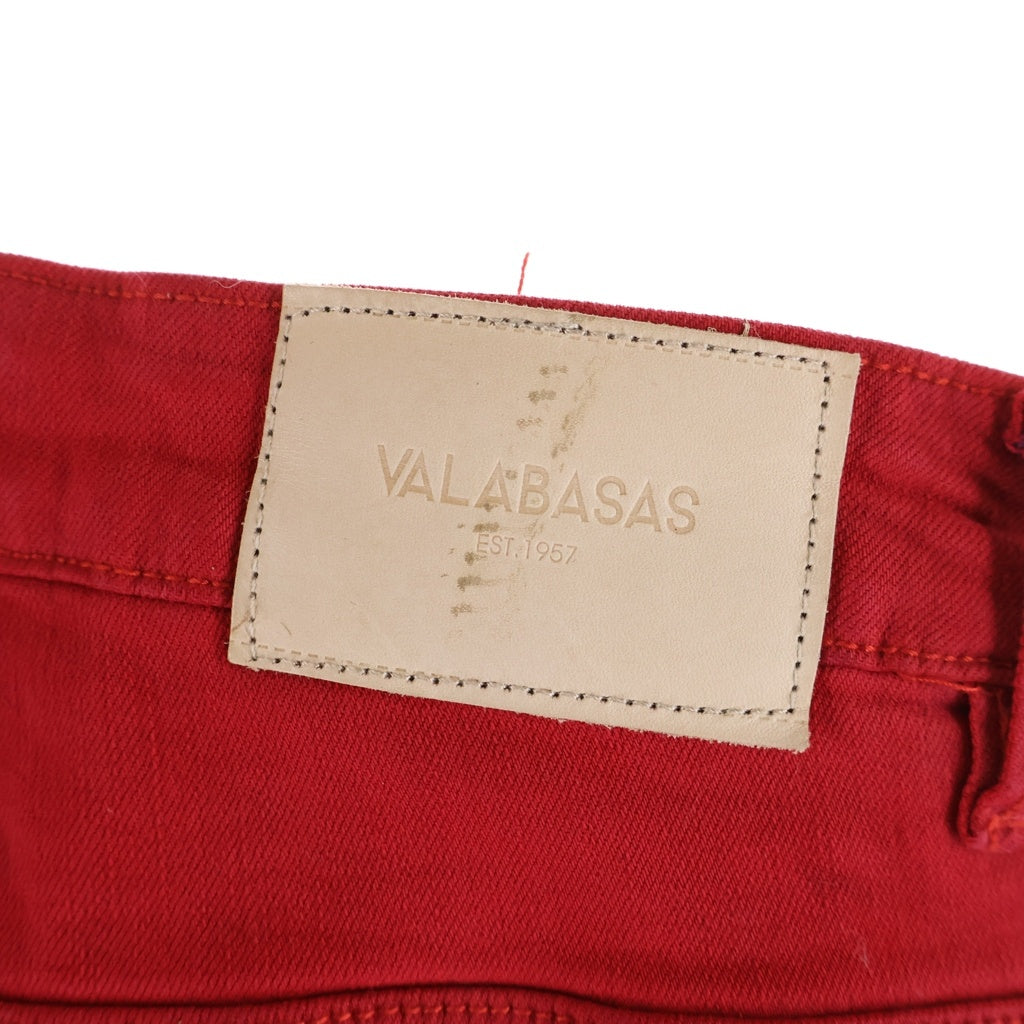 VALABASAS(ヴァラバサス) ダメージ加工 ボタンフライ スリムフィット フレアパンツ レッド