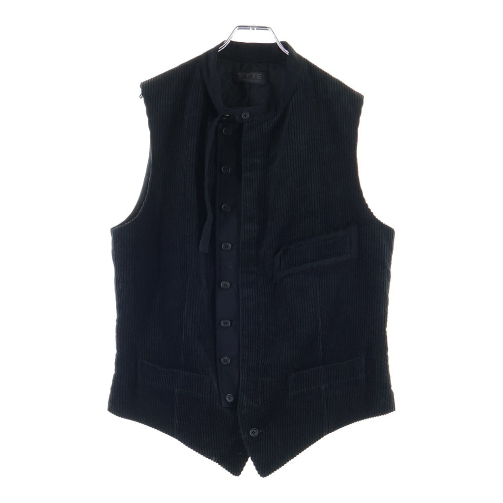 s'yte(サイト) 6W SOCCER CORDUROY STAND COLLAR VEST 6ウェル サッカーコーデュロイ スタンドカラー ベスト ブラック UB-V04-006