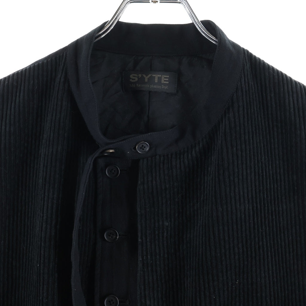 s'yte(サイト) 6W SOCCER CORDUROY STAND COLLAR VEST 6ウェル サッカーコーデュロイ スタンドカラー ベスト ブラック UB-V04-006