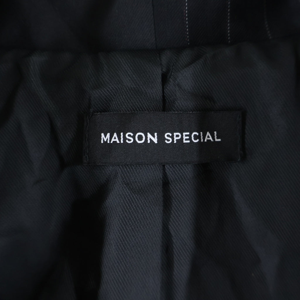 MAISON SPECIAL(メゾンスペシャル) SIDE TULLE GILET サイドチュールジレ 異素材切り替え ダブルブレストベスト ブラック 21252115803