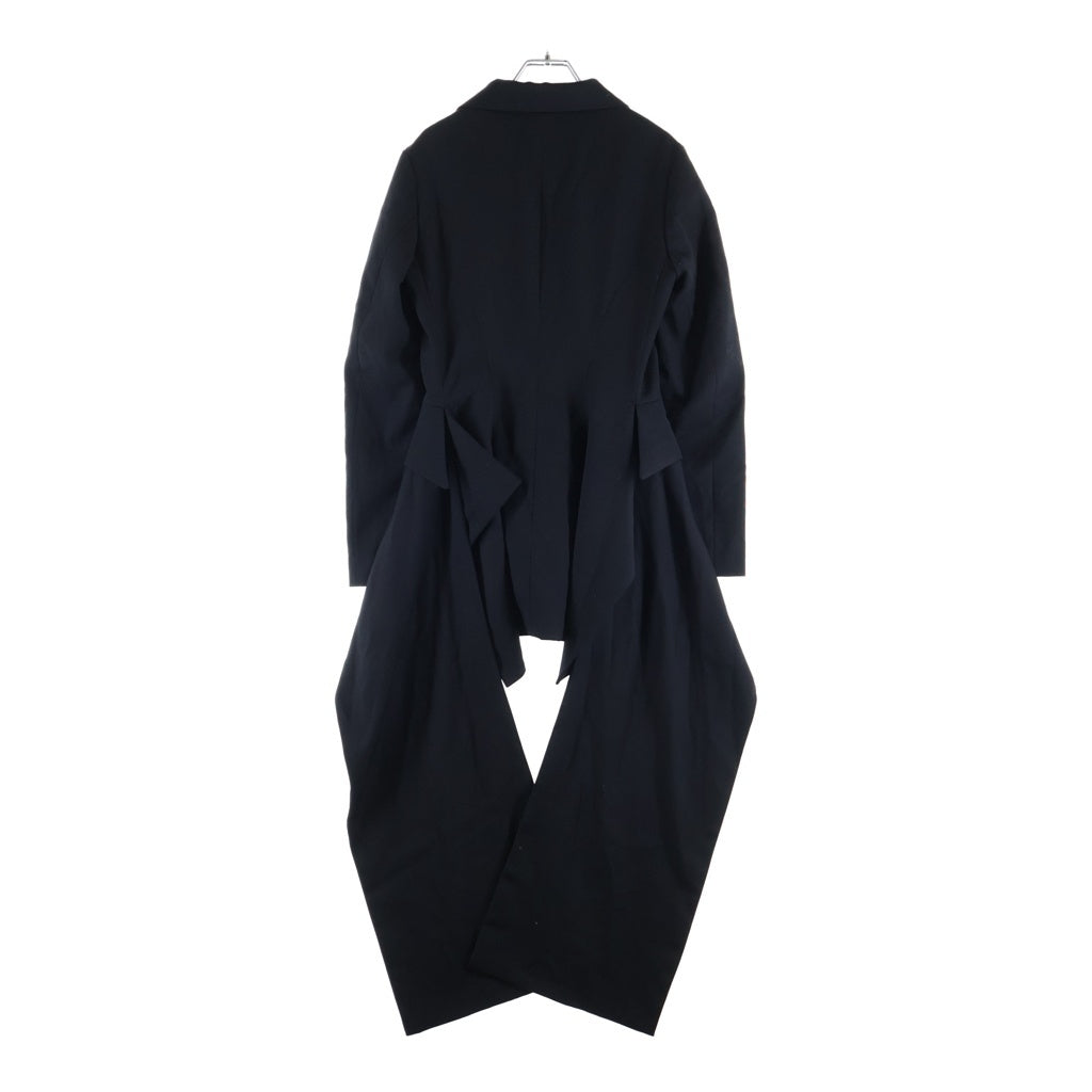 Yohji Yamamoto(ヨウジヤマモト) 24AW ロングドレープ ダブルブレスト テーラードジャケット ブラック FO-J65-101