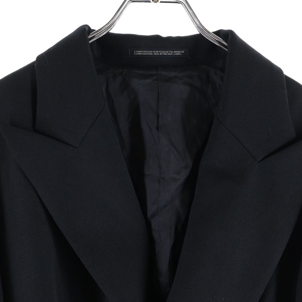 Yohji Yamamoto(ヨウジヤマモト) 24AW ロングドレープ ダブルブレスト テーラードジャケット ブラック FO-J65-101