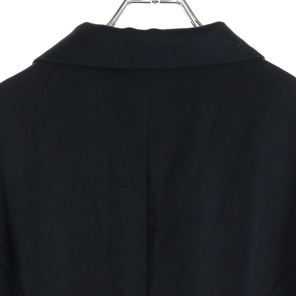 Yohji Yamamoto(ヨウジヤマモト) 24AW ロングドレープ ダブルブレスト テーラードジャケット ブラック FO-J65-101