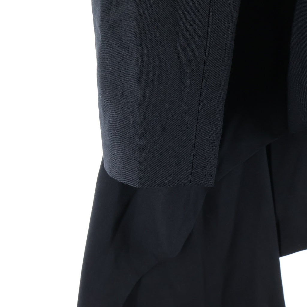 Yohji Yamamoto(ヨウジヤマモト) 24AW ロングドレープ ダブルブレスト テーラードジャケット ブラック FO-J65-101