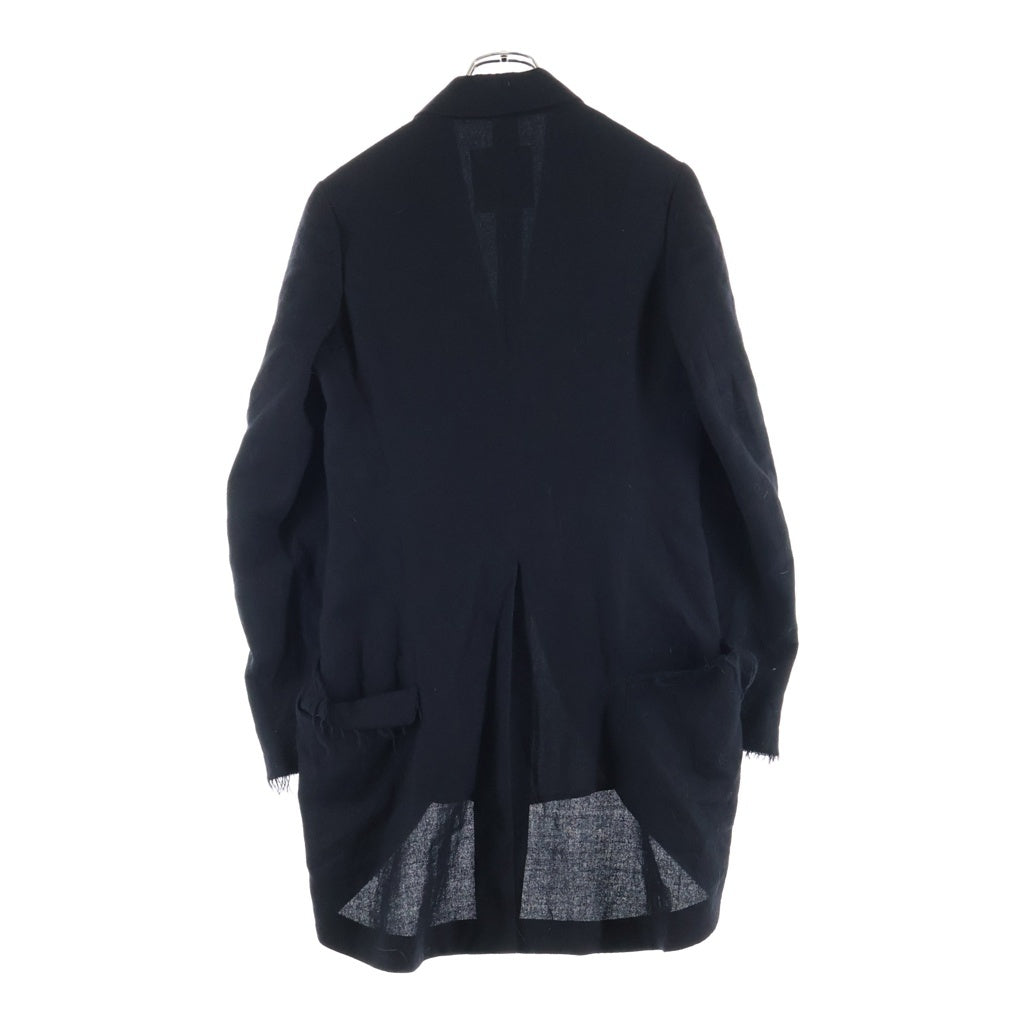 Y's(ワイズ) 24AW ピークドラペル ウールカットオフロングジャケット ブラック YO-J03-102
