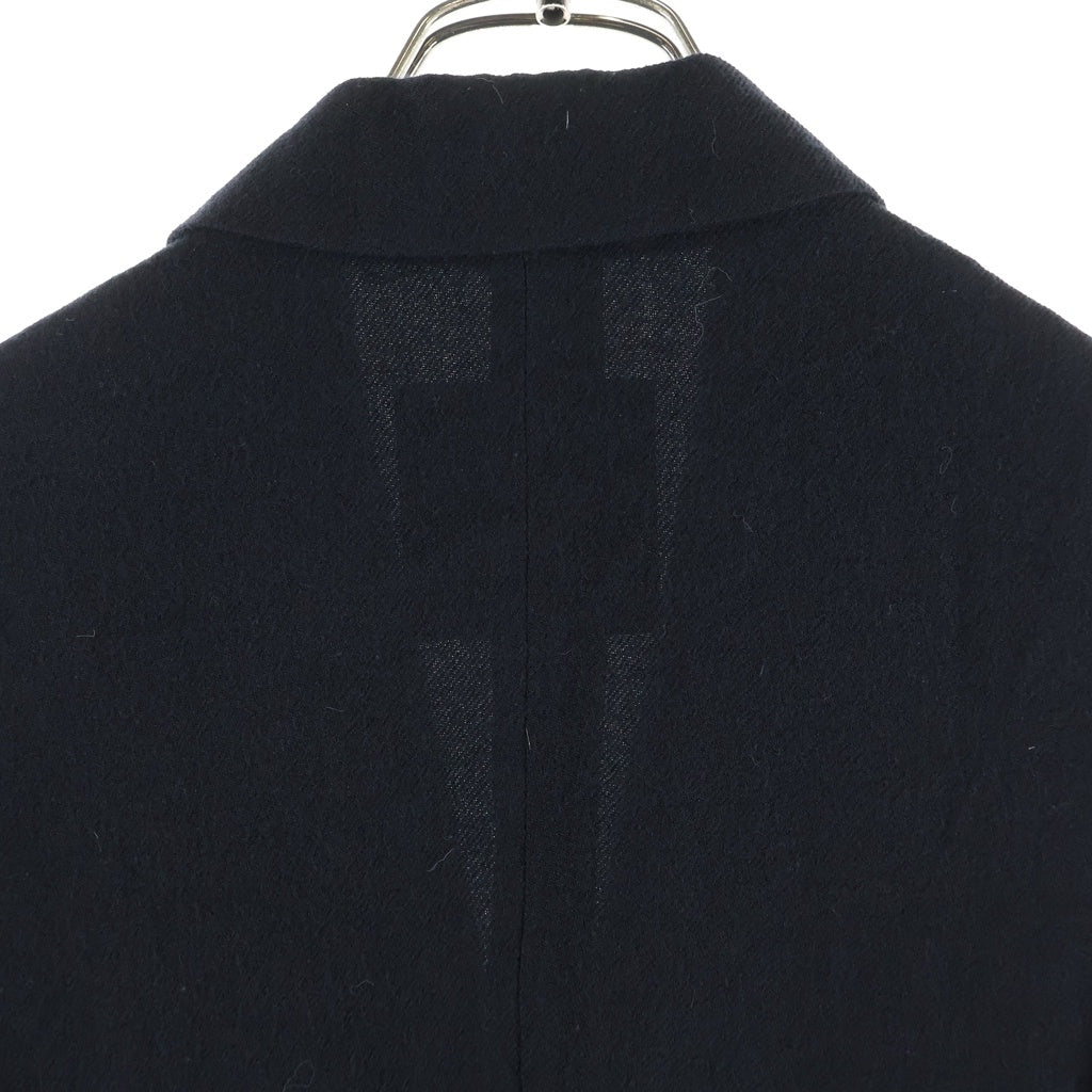 Y's(ワイズ) 24AW ピークドラペル ウールカットオフロングジャケット ブラック YO-J03-102