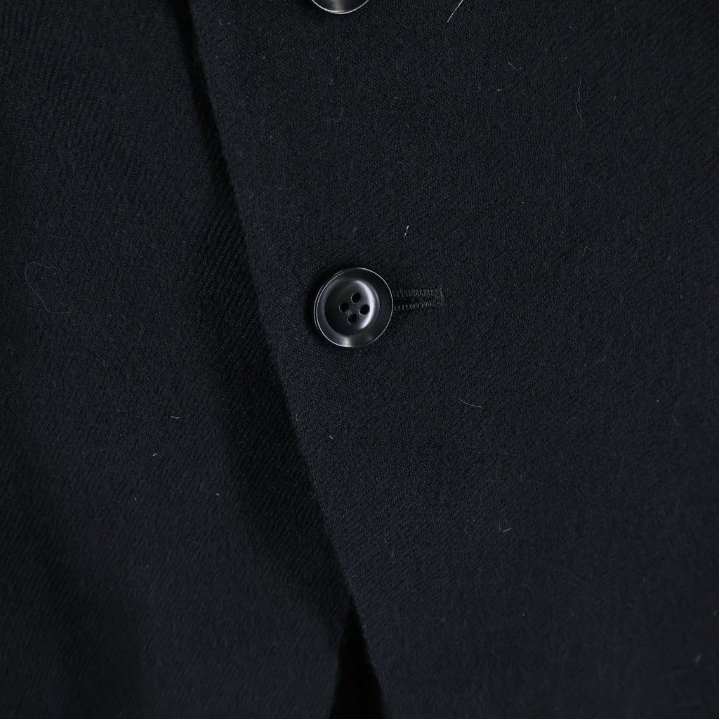 Y's(ワイズ) 24AW ピークドラペル ウールカットオフロングジャケット ブラック YO-J03-102