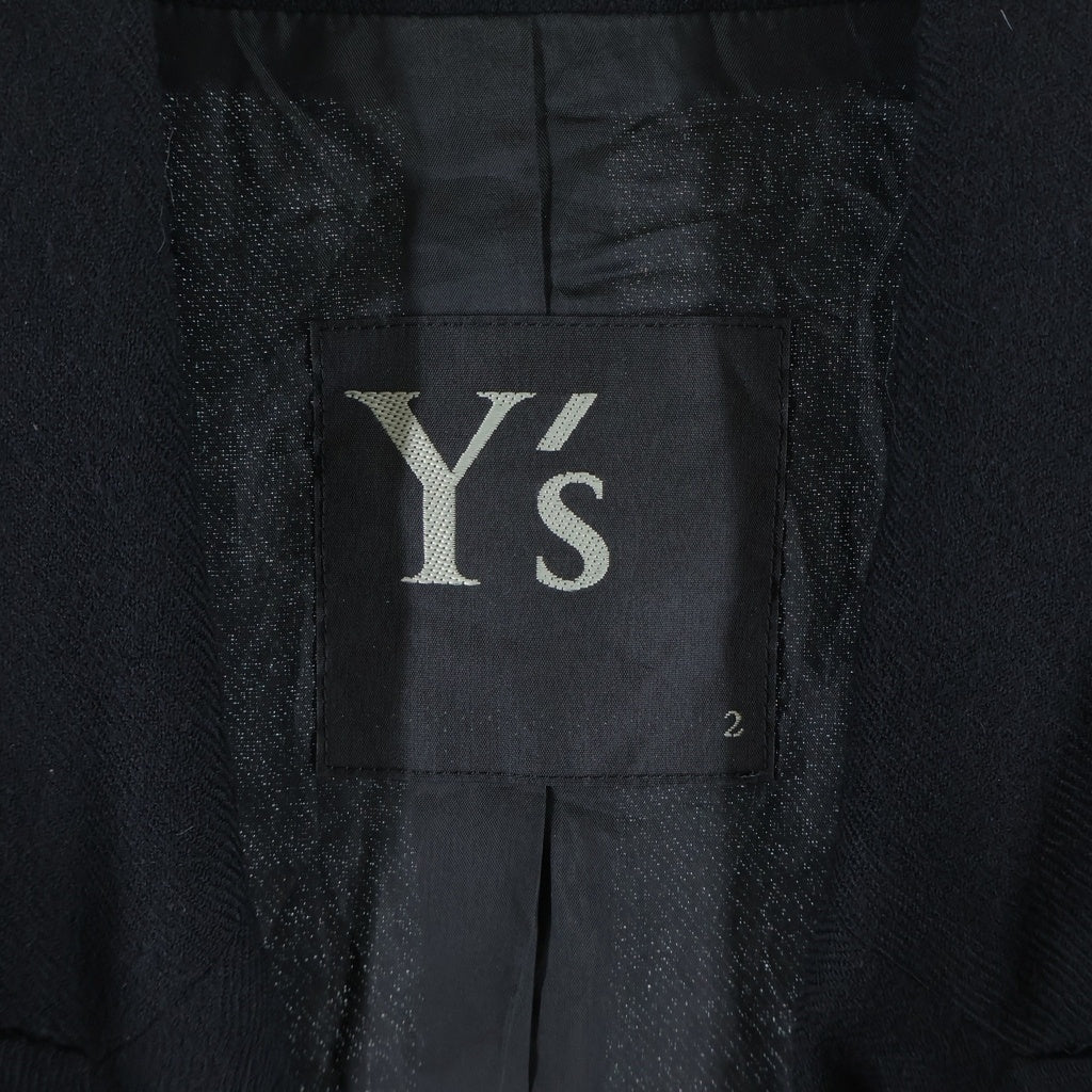 Y's(ワイズ) 24AW ピークドラペル ウールカットオフロングジャケット ブラック YO-J03-102