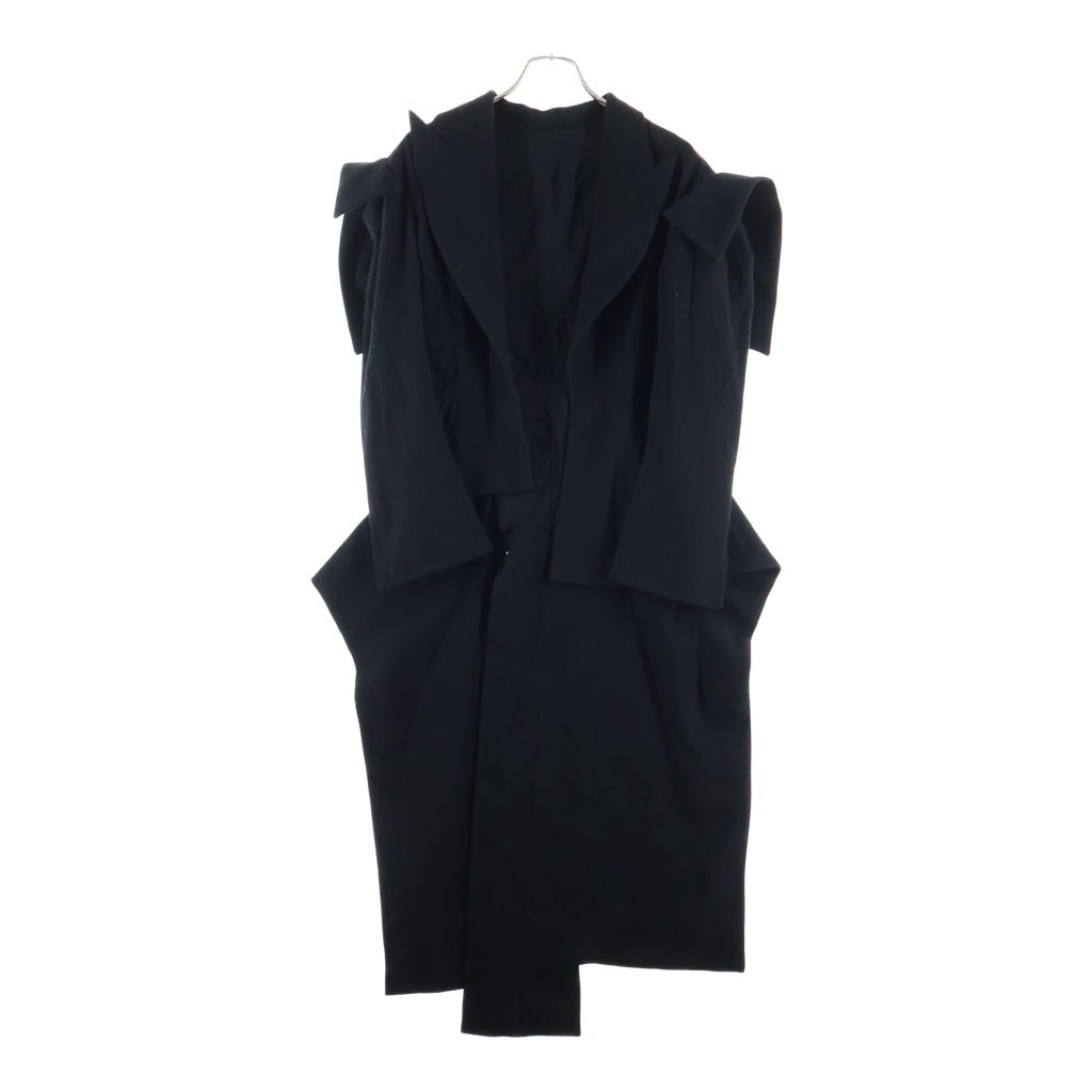 Yohji Yamamoto(ヨウジヤマモト) 24AW 1/18 FLANNEL D SLEEVES FLARED JACKET 変形カラー フレアテーラードジャケット ブラック FO-J04-150