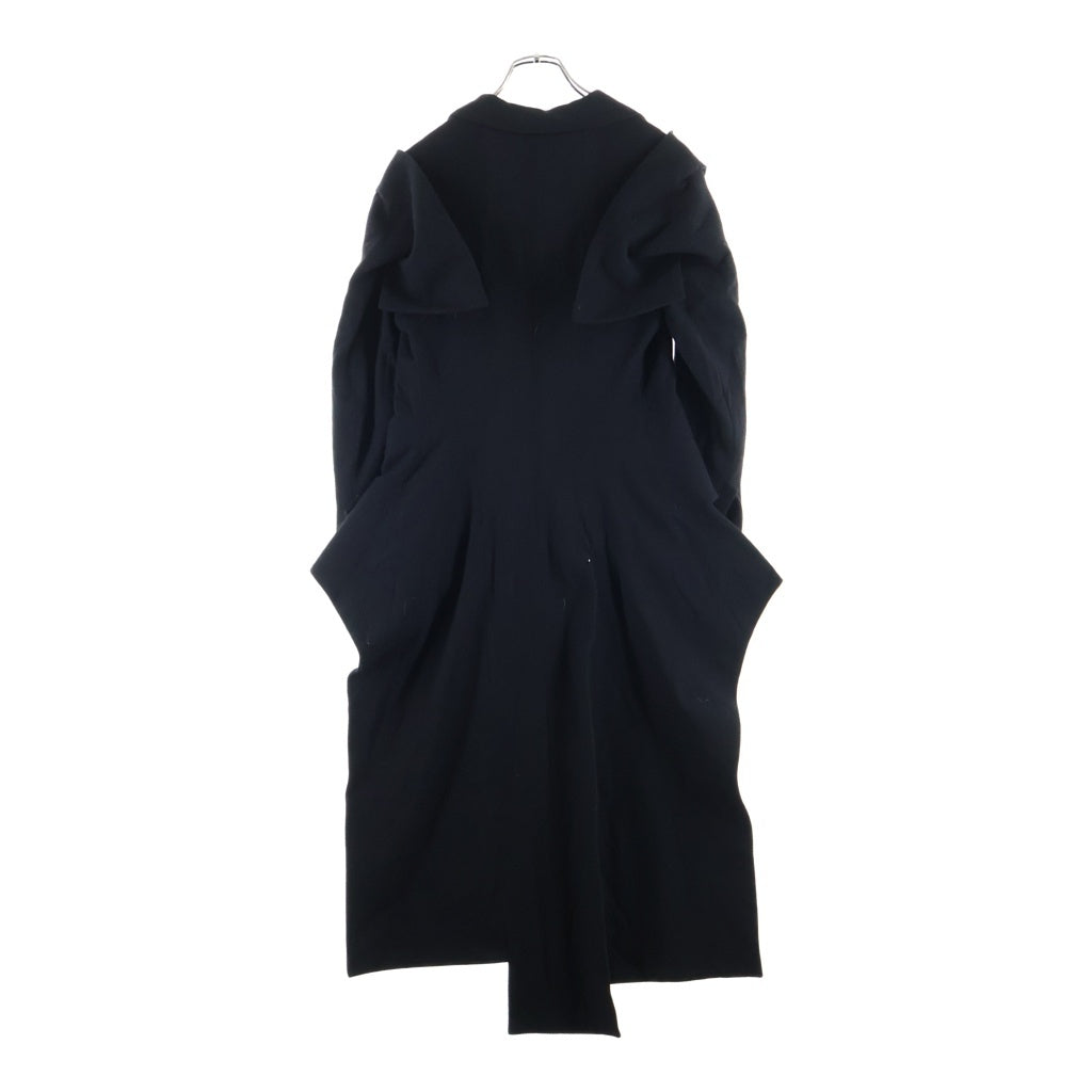 Yohji Yamamoto(ヨウジヤマモト) 24AW 1/18 FLANNEL D SLEEVES FLARED JACKET 変形カラー フレアテーラードジャケット ブラック FO-J04-150