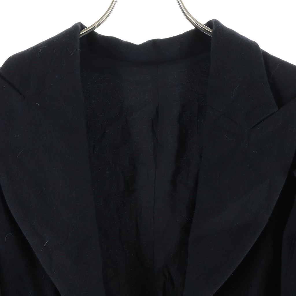 Yohji Yamamoto(ヨウジヤマモト) 24AW 1/18 FLANNEL D SLEEVES FLARED JACKET 変形カラー フレアテーラードジャケット ブラック FO-J04-150