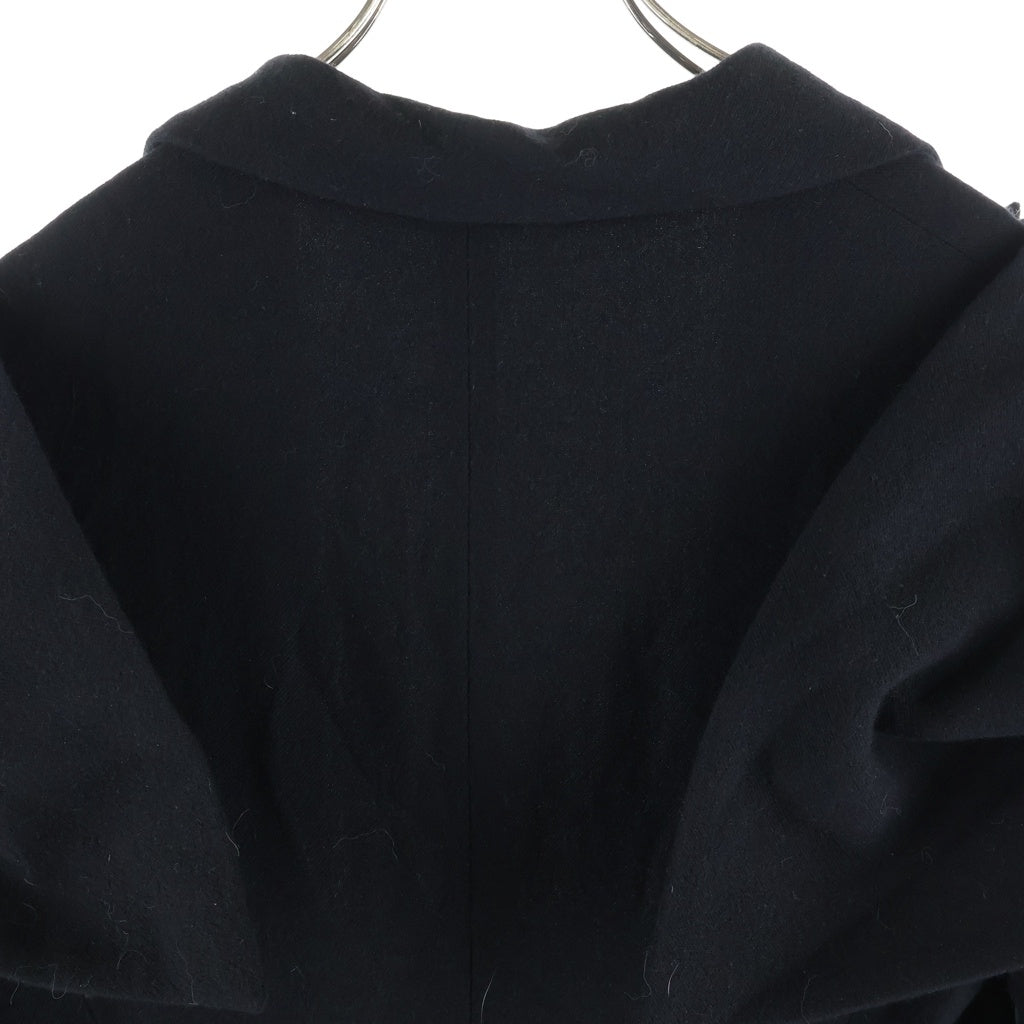 Yohji Yamamoto(ヨウジヤマモト) 24AW 1/18 FLANNEL D SLEEVES FLARED JACKET 変形カラー フレアテーラードジャケット ブラック FO-J04-150