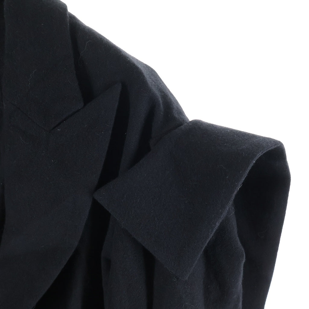 Yohji Yamamoto(ヨウジヤマモト) 24AW 1/18 FLANNEL D SLEEVES FLARED JACKET 変形カラー フレアテーラードジャケット ブラック FO-J04-150