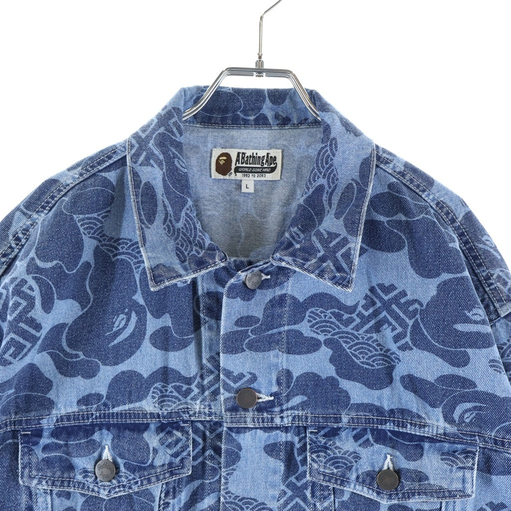 A BATHING APE(アベイシングエイプ) Blue Asia Camo Denim Jacket ブルーアジアカモ 総柄 デニムジャケット インディゴ 001LJK201002M