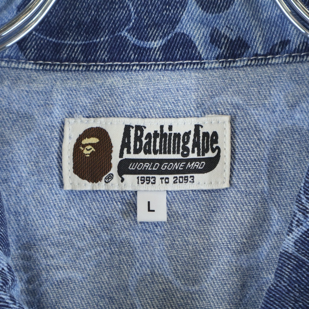 A BATHING APE(アベイシングエイプ) Blue Asia Camo Denim Jacket ブルーアジアカモ 総柄 デニムジャケット インディゴ 001LJK201002M
