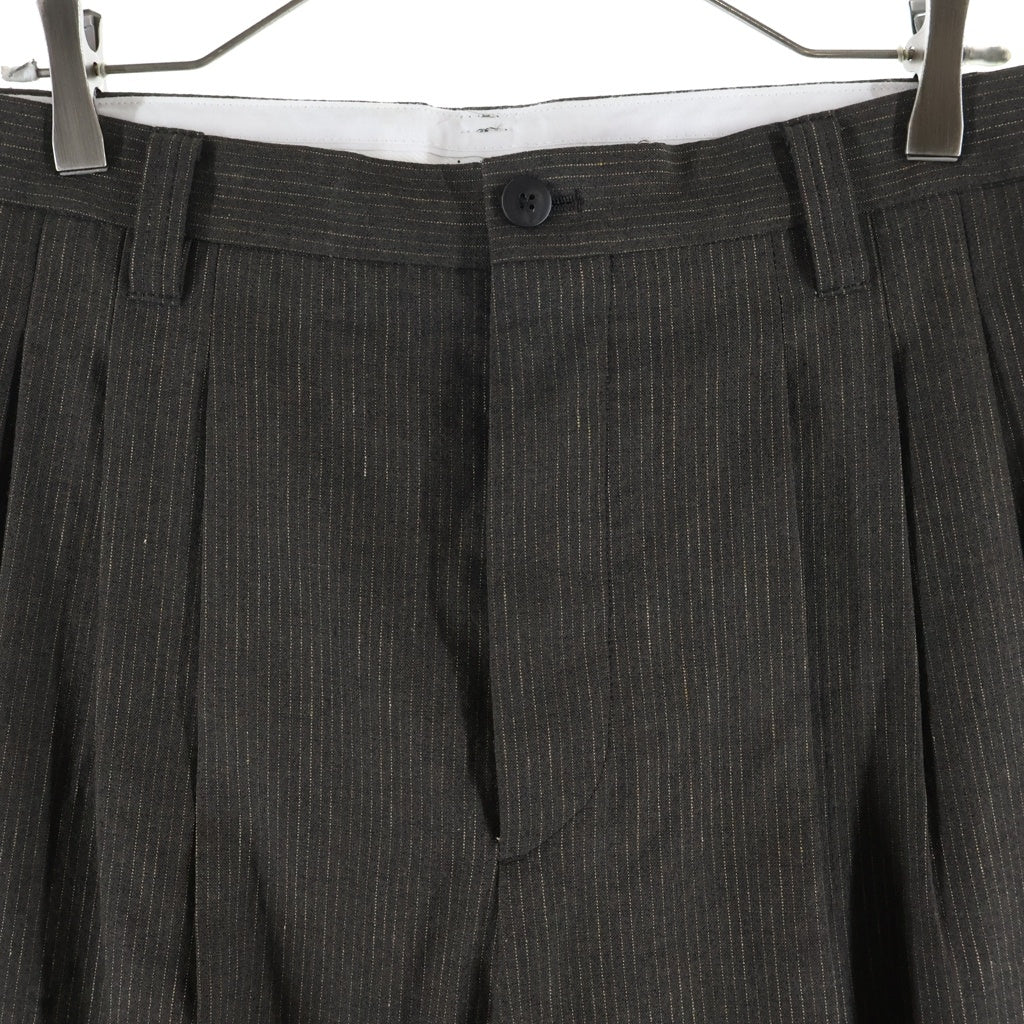 VISVIM(ヴィスヴィム) 23SS MCCLOUD SLACKS SANTOME マクラウド ウール混 ストライプ スラックスパンツ ブラウン 0123105008019