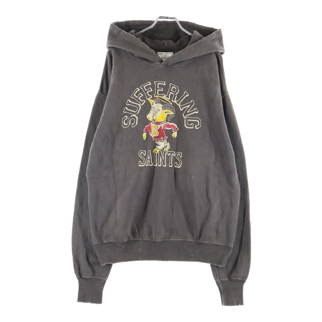 SAINT MICHAEL(セントマイケル) ×NEXUSVII. SUFFERING SAINTS SWEAT HOODIE ネクサスセブン サファリング ヴィンテージ加工 プルオーバースウェットパーカー フーディー ブラウン RMA-NSA-C0B