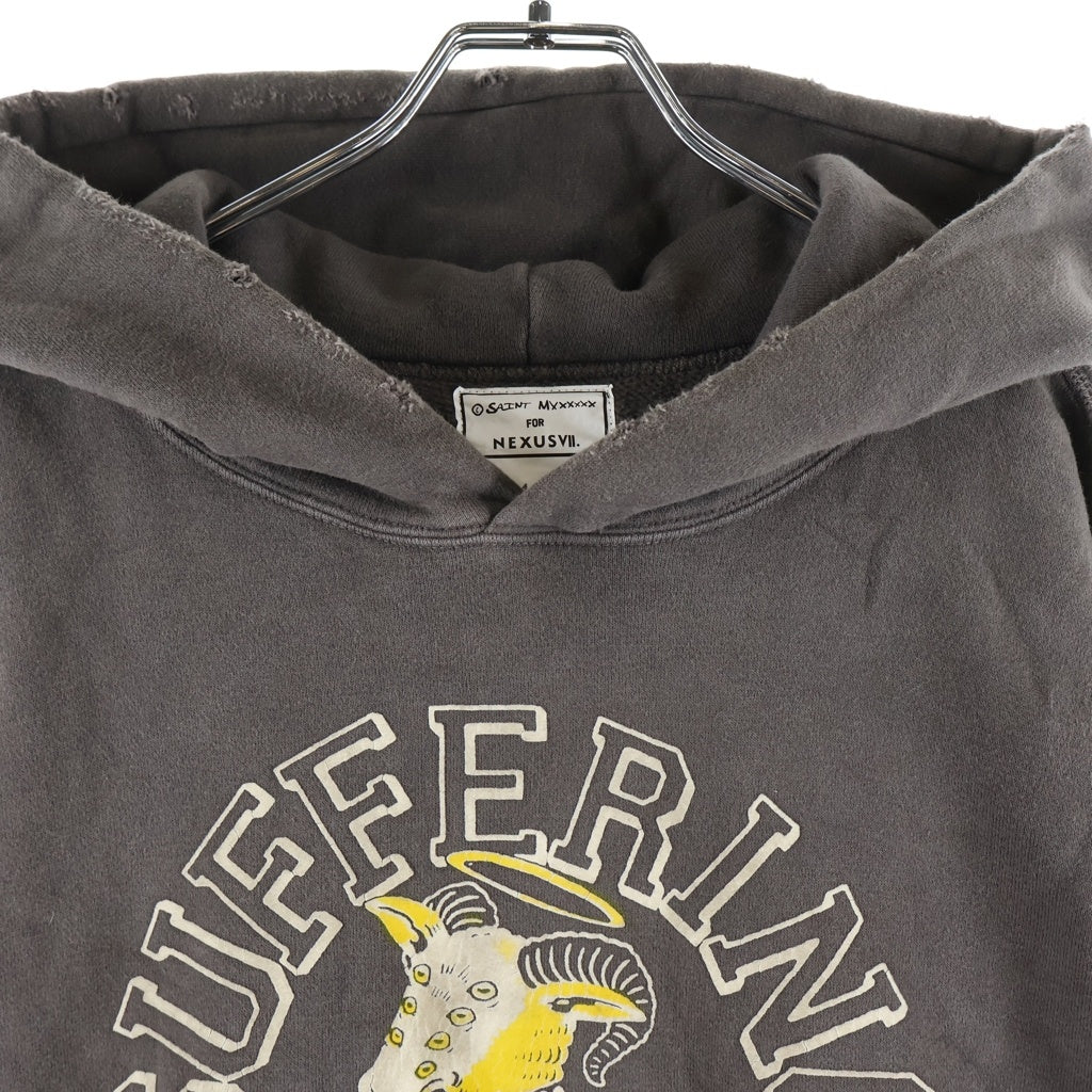 SAINT MICHAEL(セントマイケル) ×NEXUSVII. SUFFERING SAINTS SWEAT HOODIE ネクサスセブン サファリング ヴィンテージ加工 プルオーバースウェットパーカー フーディー ブラウン RMA-NSA-C0B