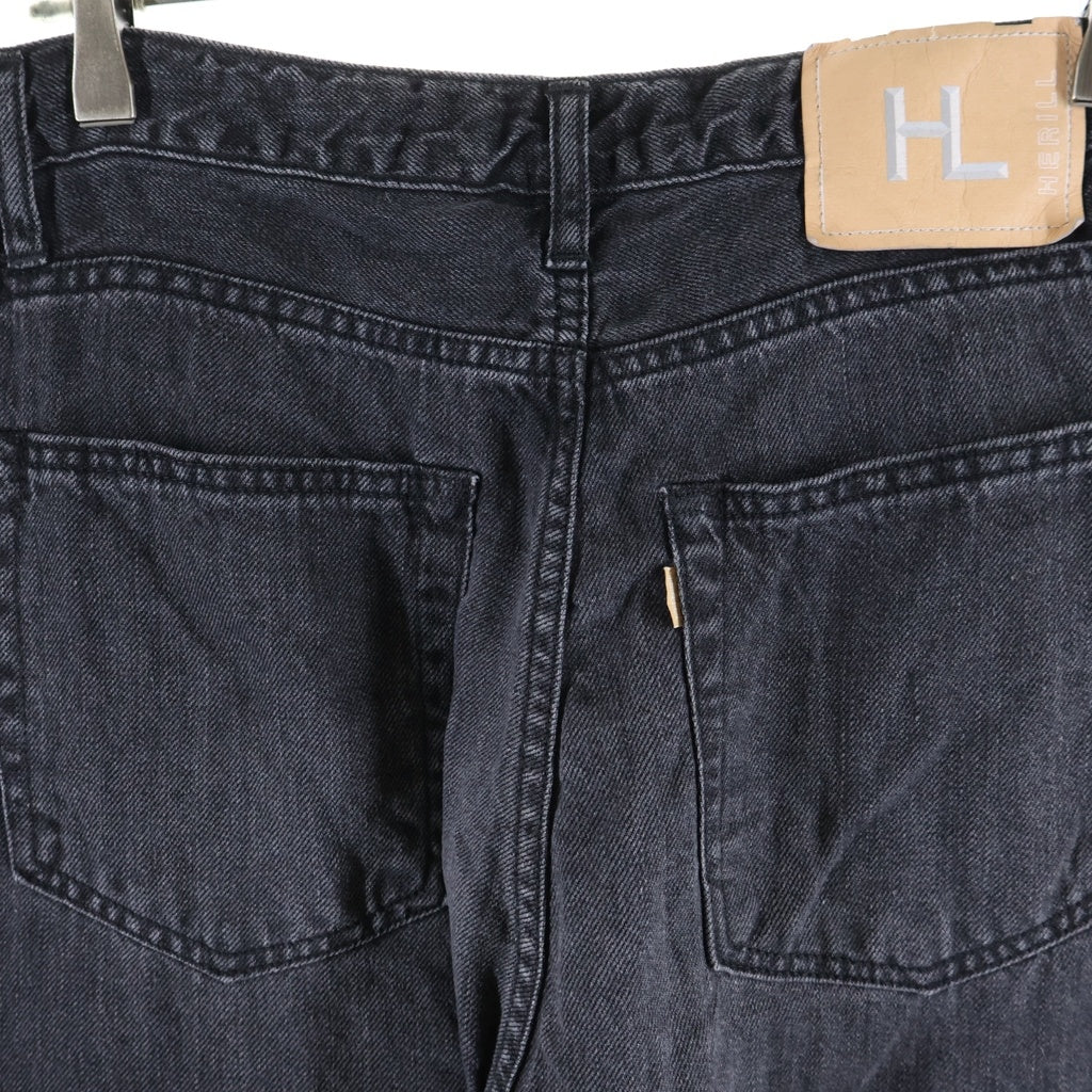 HERILL(ヘリル) 26SS LINEN DENIM 4PK 4ポケット リネン混 ワイドデニムパンツ ブラック 26-030-HL-8090-10