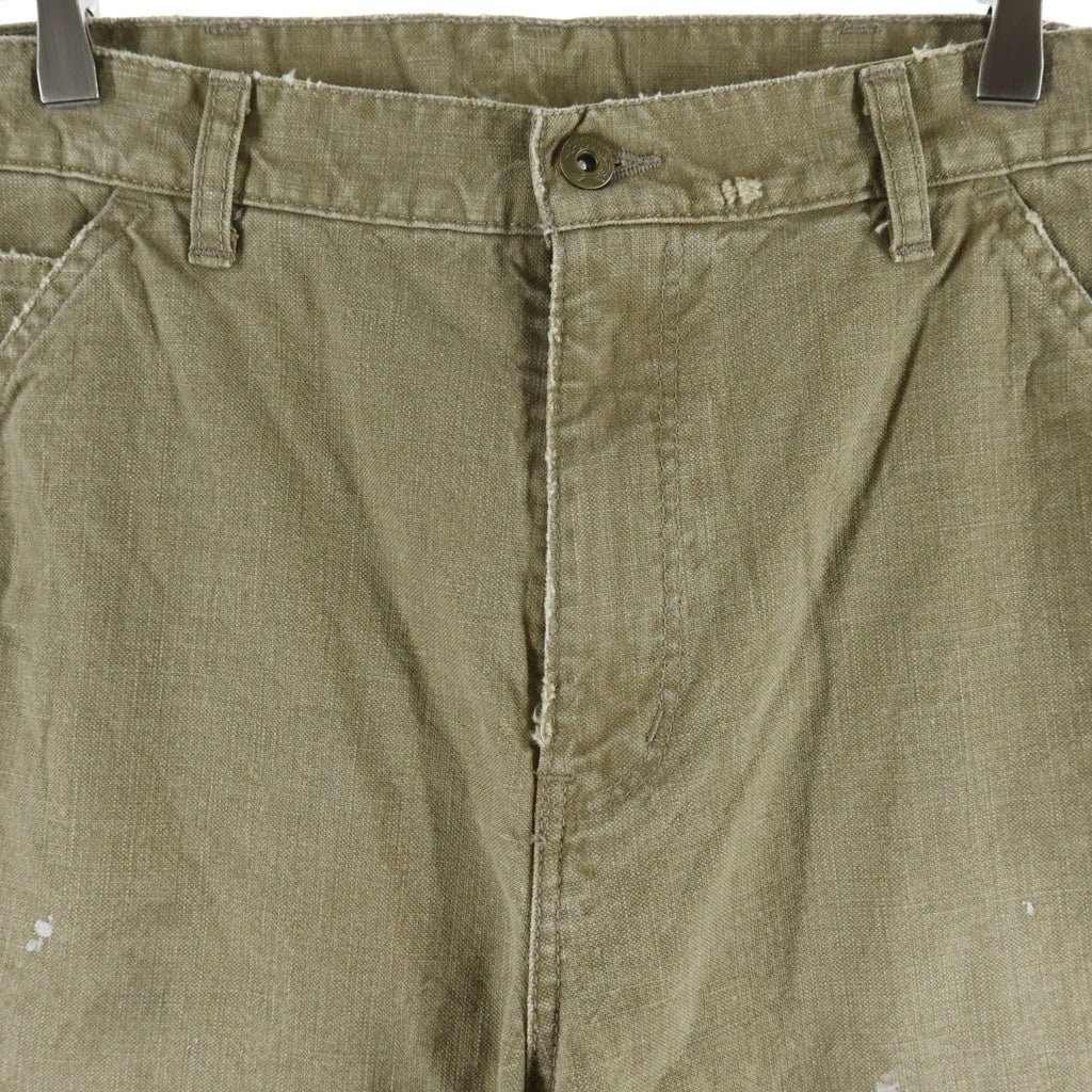 NO BRAND(ノーブランド) SWJP/WOTHERSPOON DESIGNS (ウェザースプーンデザイン) 25SS CARPENTER PANTS ペイント加工 カーペンターパンツ カーキ PT-02