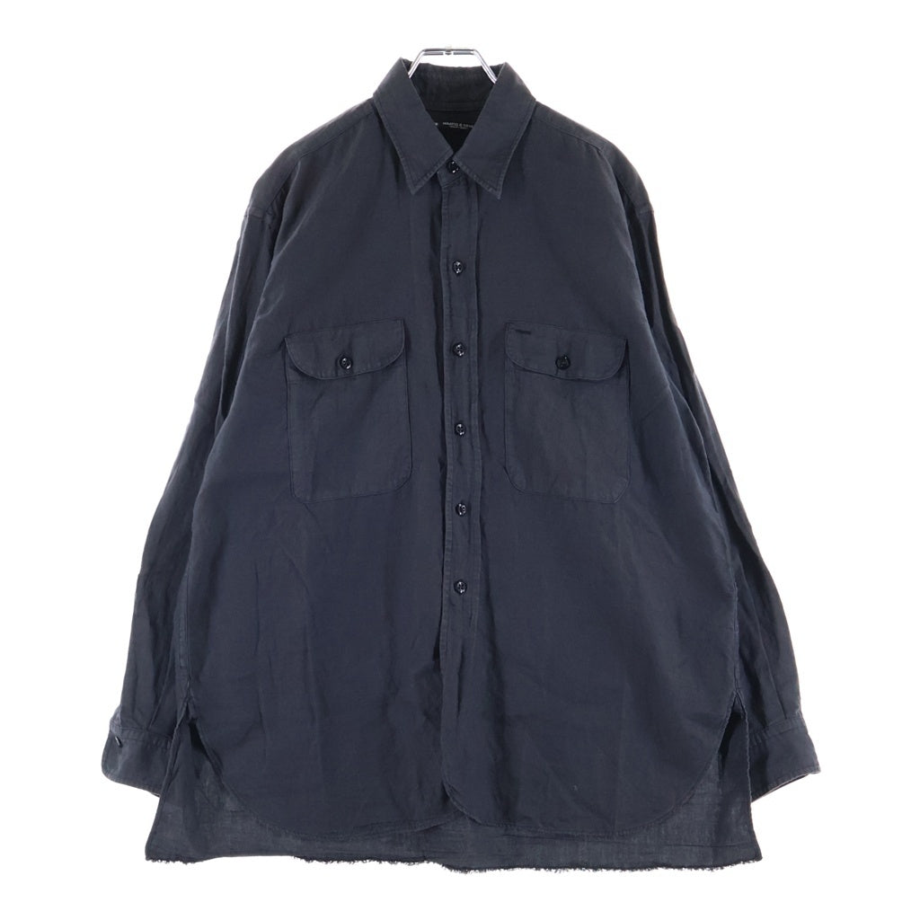 MAATEE&SONS(マーティーアンドサンズ) 強撚LINEN WORK SHIRT リネン ロングスリーブ 長袖 ワークシャツ ブラック MT3103-0604B