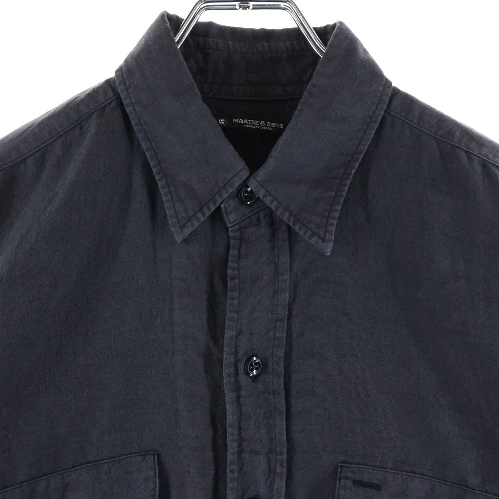 MAATEE&SONS(マーティーアンドサンズ) 強撚LINEN WORK SHIRT リネン ロングスリーブ 長袖 ワークシャツ ブラック MT3103-0604B
