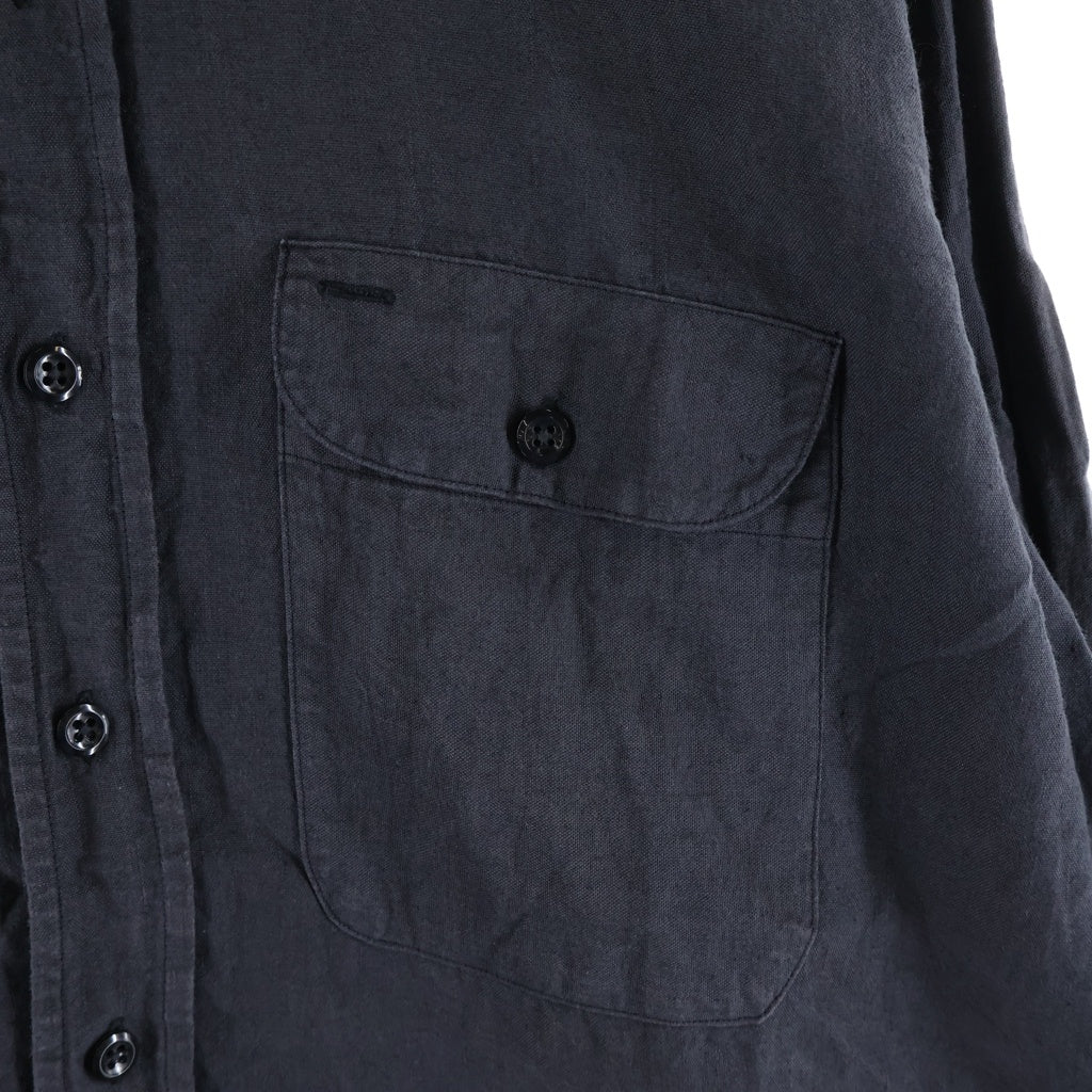 MAATEE&SONS(マーティーアンドサンズ) 強撚LINEN WORK SHIRT リネン ロングスリーブ 長袖 ワークシャツ ブラック MT3103-0604B