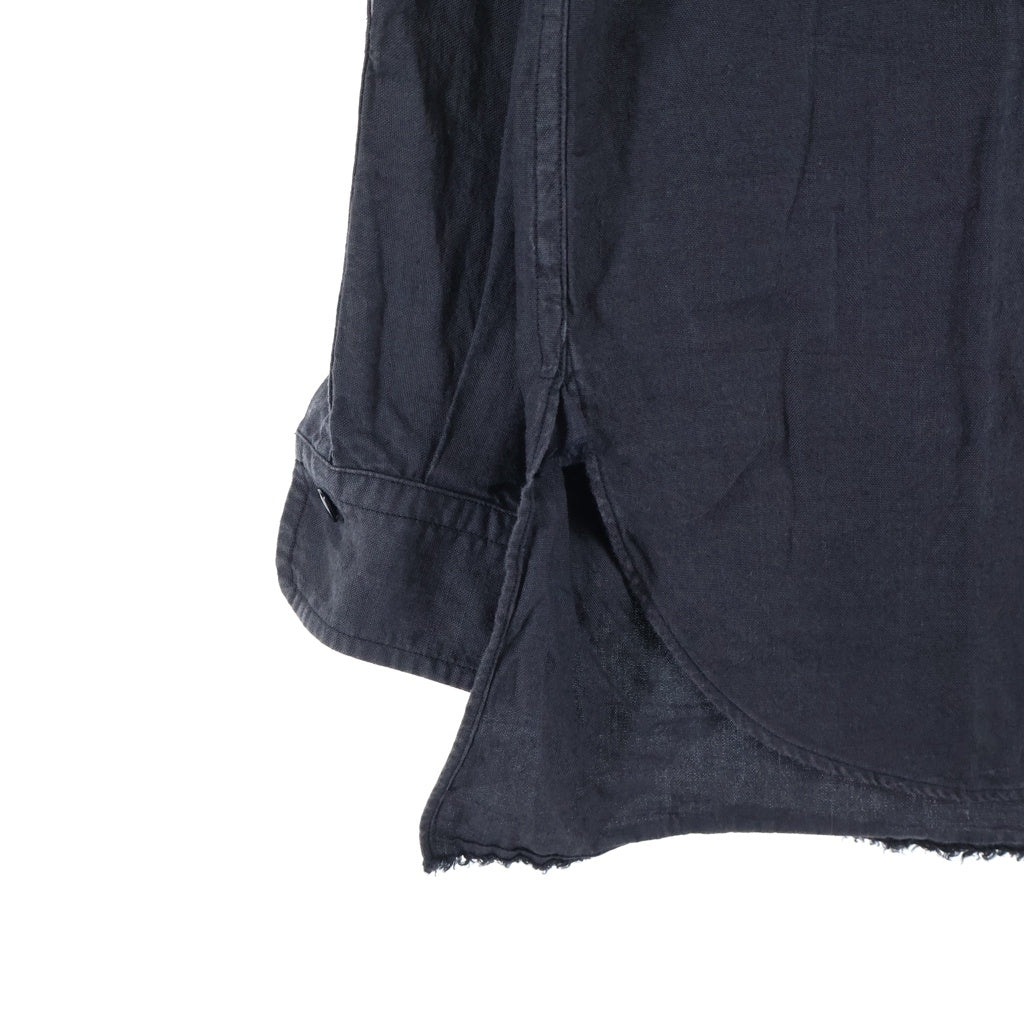 MAATEE&SONS(マーティーアンドサンズ) 強撚LINEN WORK SHIRT リネン ロングスリーブ 長袖 ワークシャツ ブラック MT3103-0604B