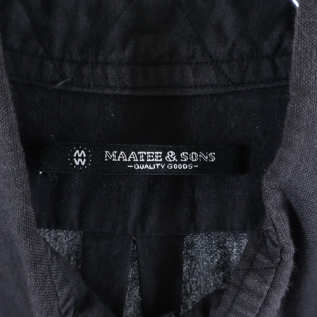 MAATEE&SONS(マーティーアンドサンズ) 強撚LINEN WORK SHIRT リネン ロングスリーブ 長袖 ワークシャツ ブラック MT3103-0604B