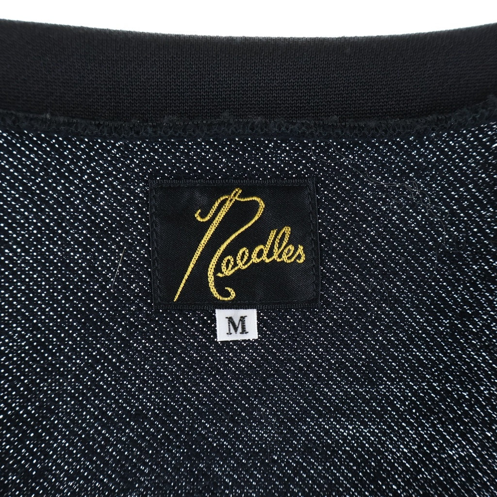 Needles(ニードルス) V Neck Cardigan C/Pe Bright Jersey パピヨンエンブロイダリー Vネック カーディガン ジャージ ブラック LQ246
