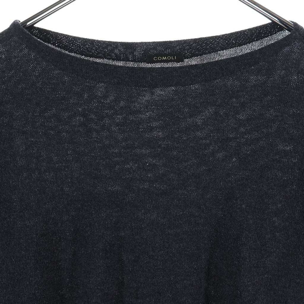 COMOLI(コモリ) 24SS WOOL WASHI COMOLI KNIT ウール和紙 コモリニット セーター ブラック Z01-06008