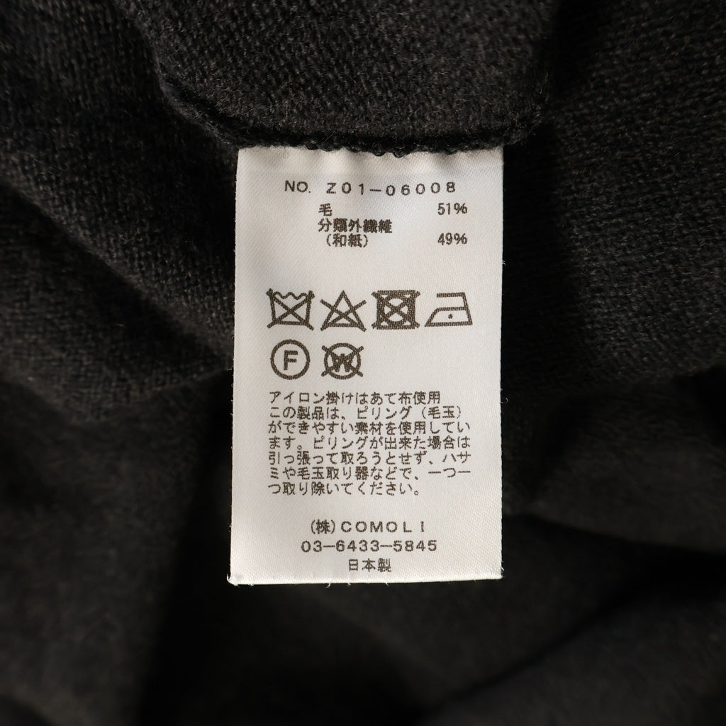 COMOLI(コモリ) 24SS WOOL WASHI COMOLI KNIT ウール和紙 コモリニット セーター ブラック Z01-06008