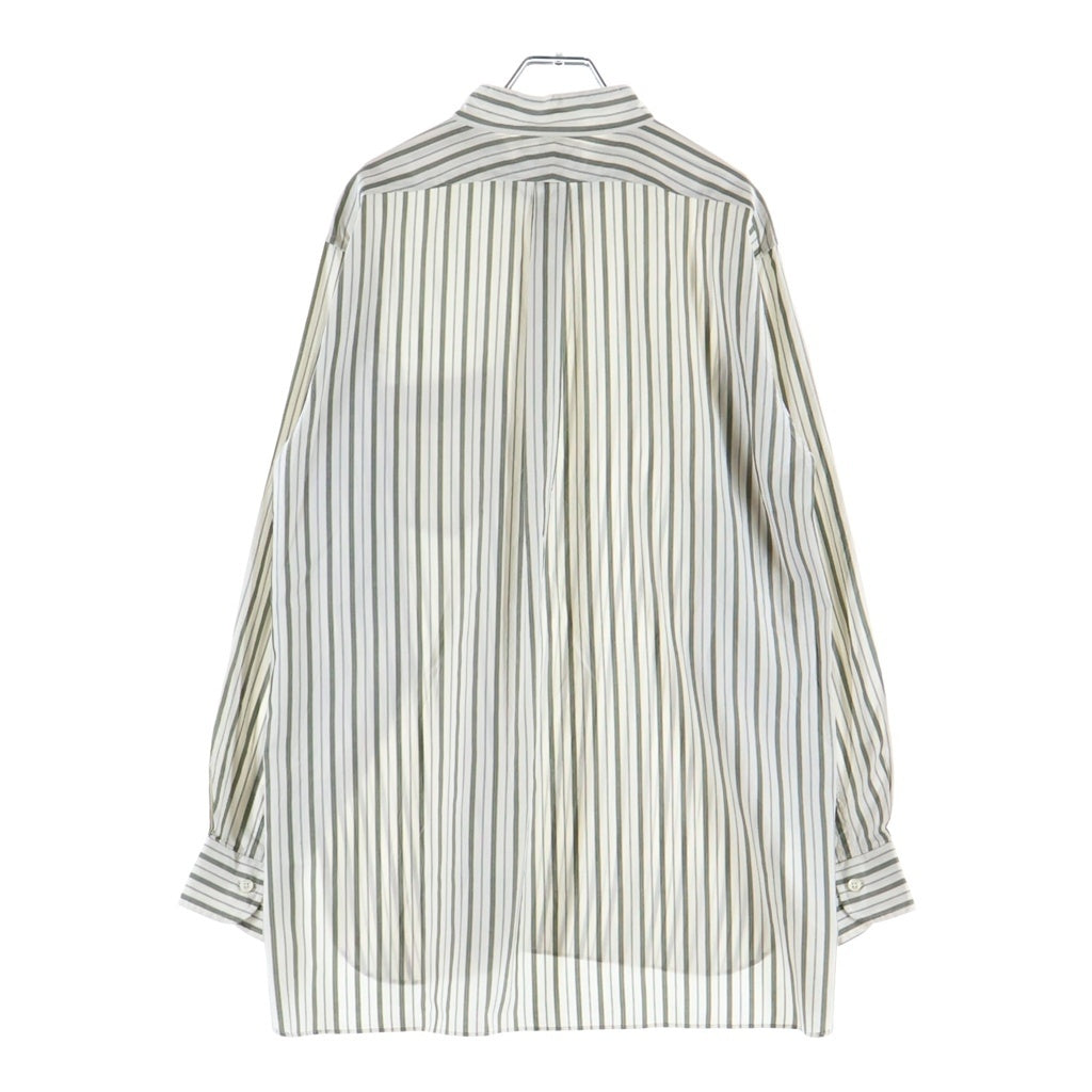MAATEE&SONS(マーティーアンドサンズ) SILK PULLOVER SHIRTS シルク ストライプ プルオーバー 長袖シャツ ホワイト/グリーン MT1103-0605
