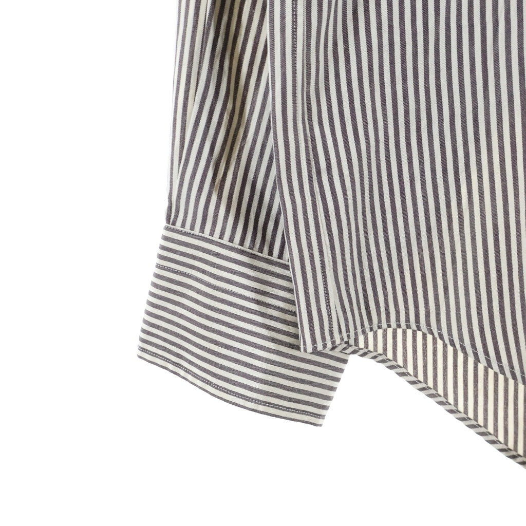 MAATEE&SONS(マーティーアンドサンズ) CHARLES SILK COTTON STRIPE チャールズ シルク コットン ストライプ 長袖シャツ グレー MT3303-0602B