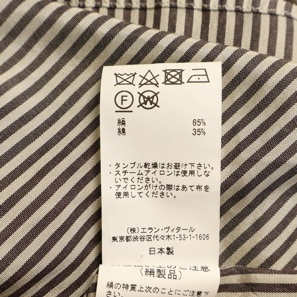 MAATEE&SONS(マーティーアンドサンズ) CHARLES SILK COTTON STRIPE チャールズ シルク コットン ストライプ 長袖シャツ グレー MT3303-0602B