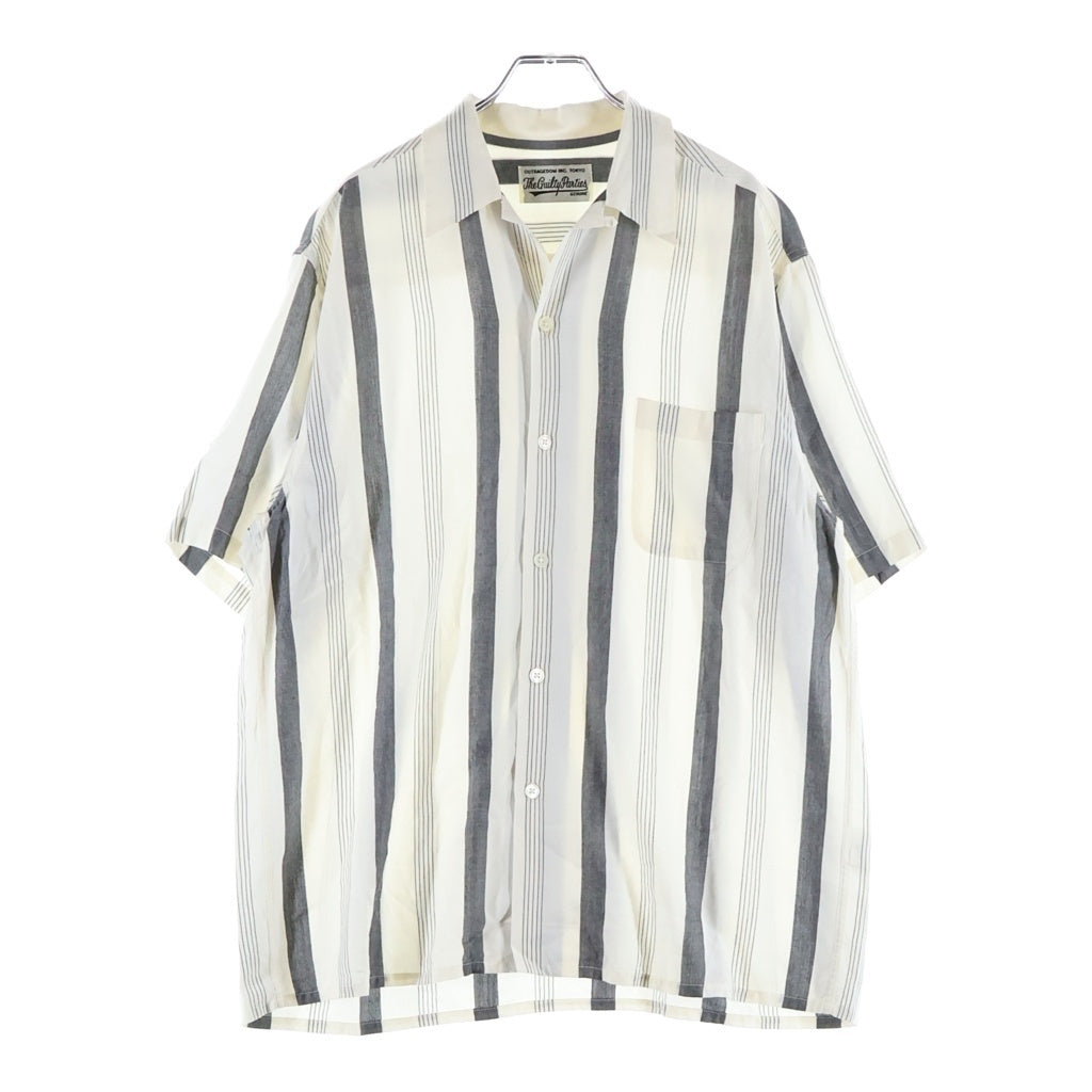 WACKO MARIA(ワコマリア) 24SS STRIPED OPEN COLLAR SHIRT TYPE-1 ストライプ オープンカラー 半袖 レーヨンシャツ ホワイト 24SS-WMS-OC08