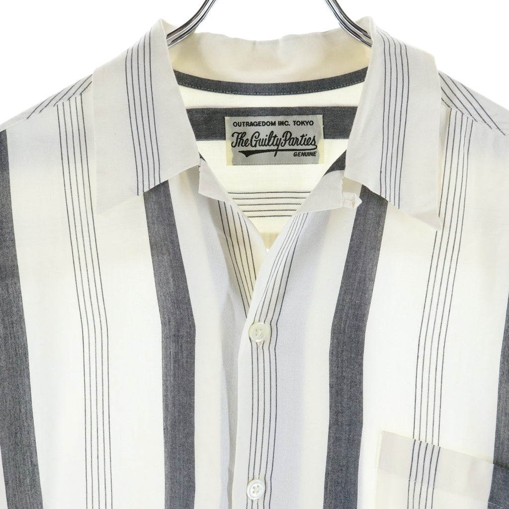 WACKO MARIA(ワコマリア) 24SS STRIPED OPEN COLLAR SHIRT TYPE-1 ストライプ オープンカラー 半袖 レーヨンシャツ ホワイト 24SS-WMS-OC08